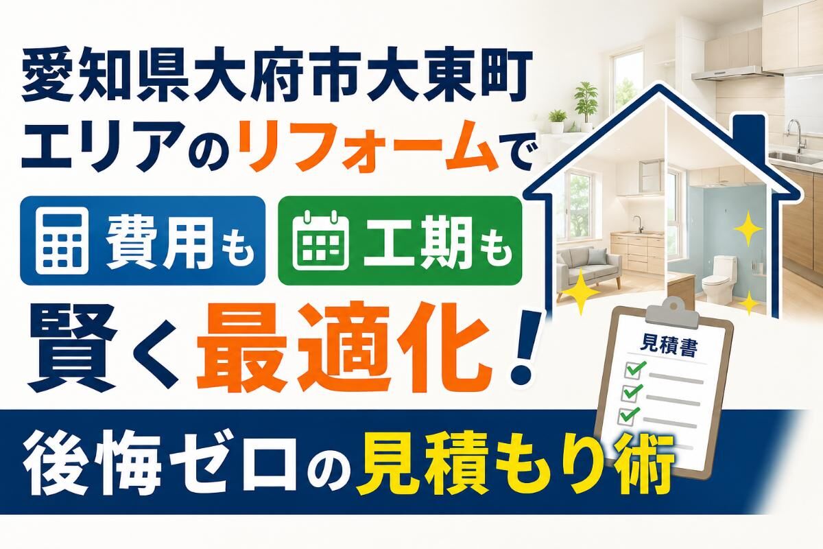 愛知県大府市大東町エリアのリフォームで費用も工期も賢く最適化！後悔ゼロの見積もり術